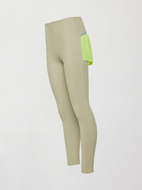 Pleated Skirt Legging in Melt - Silversage / Acid Lime