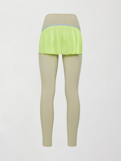 Pleated Skirt Legging in Melt - Silversage / Acid Lime