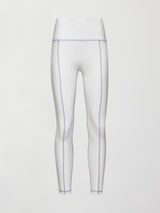 High Rise Fleece Back Seam Legging - White