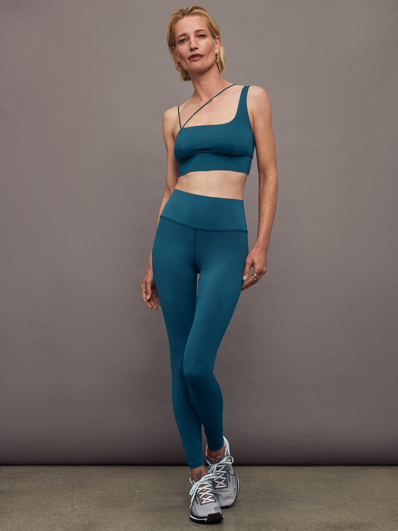 Asymmetrical Strappy Bra in Diamond Compression - Deep Lagoon