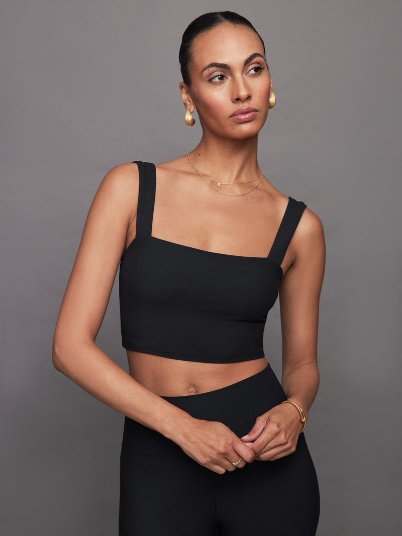 Square Neck Bra Top in Melt - Black