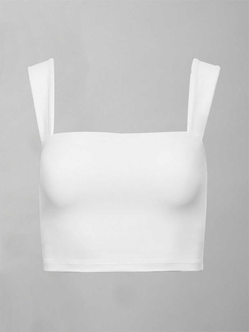 Square Neck Bra Top in Melt - White