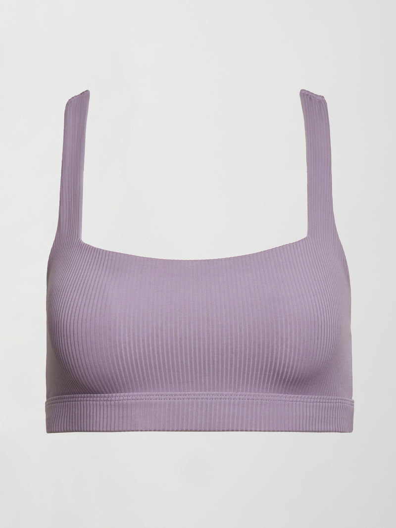 Racerback Bra in Ribbed Melt - Lavender Grey