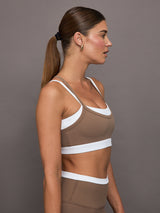 Double Layered Contrast Bra in Melt - Caribou/ White