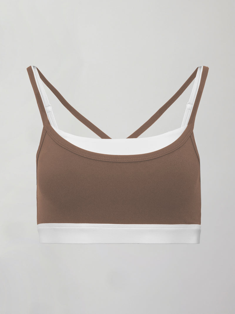 Double Layered Contrast Bra in Melt - Caribou/ White