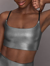 Liquid Metallic Scoop Bra - Silver