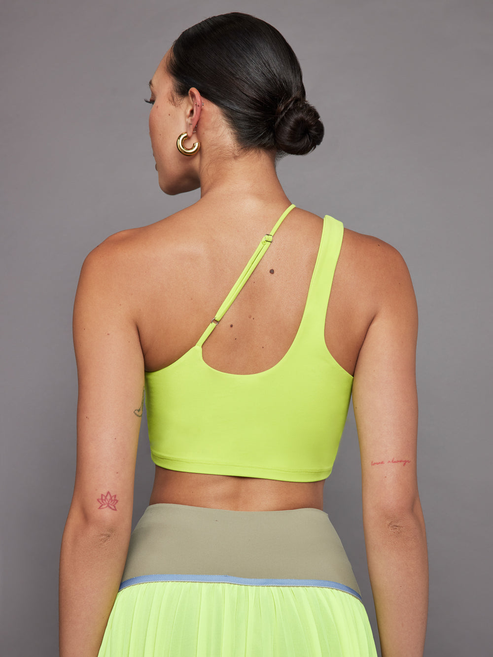 One Shoulder Convertible Bra Top in Melt - Acid Lime