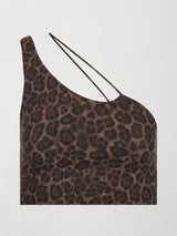 One Shoulder Convertible Bra Top - Leopard Print