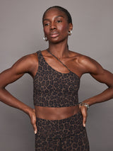 One Shoulder Convertible Bra Top - Leopard Print