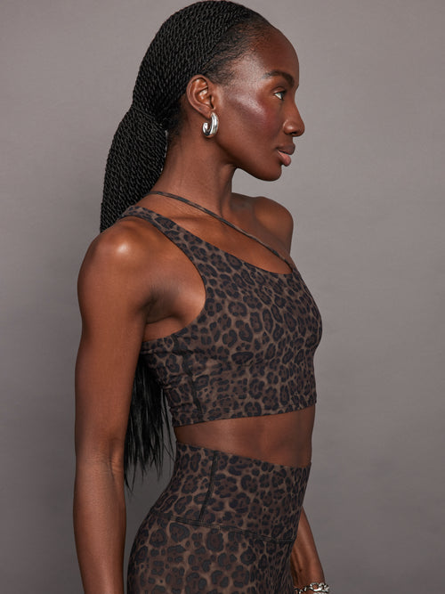 One Shoulder Convertible Bra Top - Leopard Print