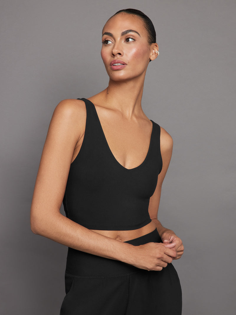 V-Neck Longline Bra in Melt - Black