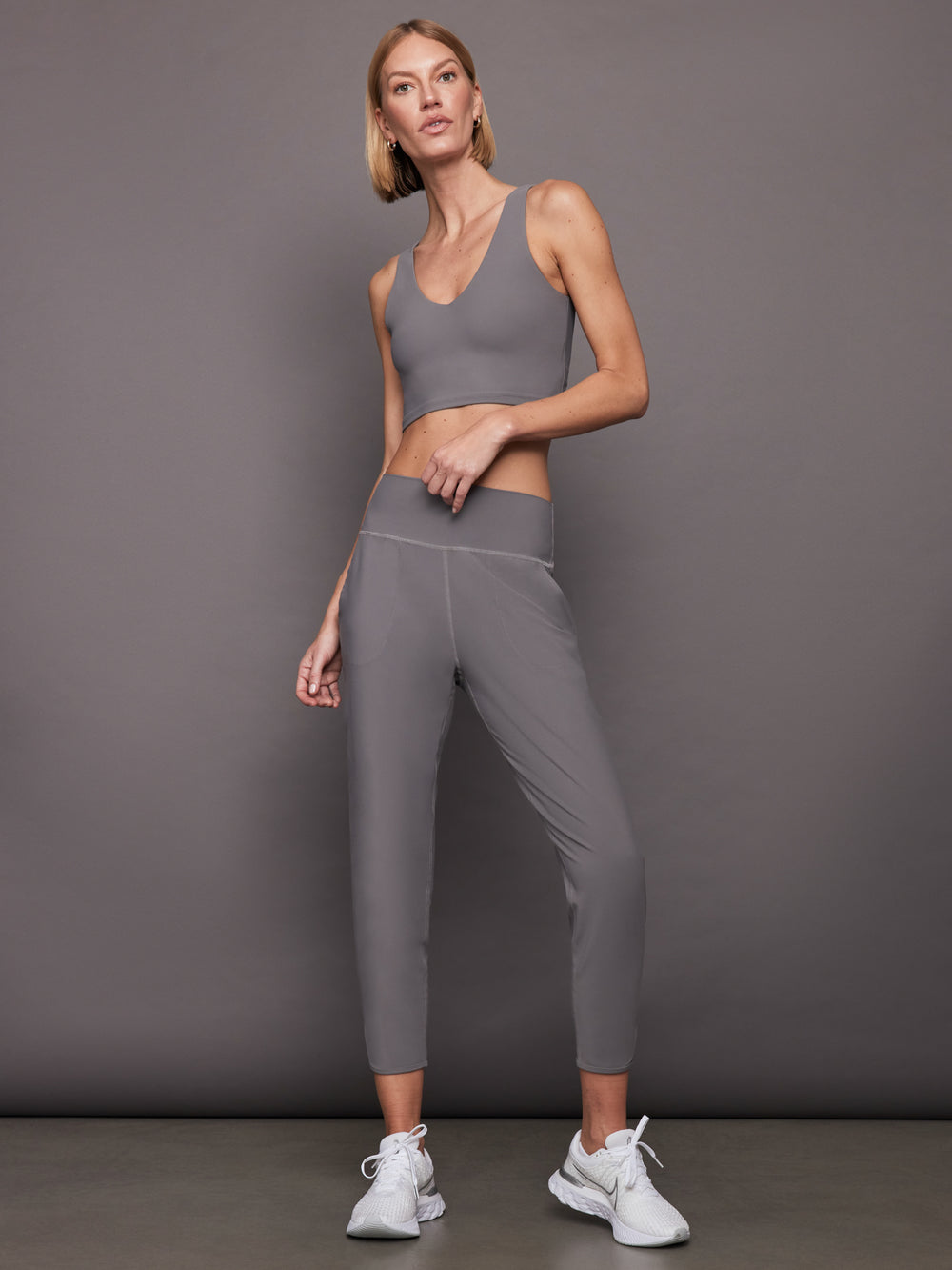 V-Neck Longline Bra in Melt - Steel Grey