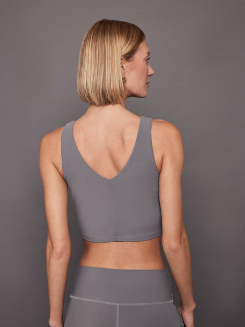 V-Neck Longline Bra in Melt - Steel Grey