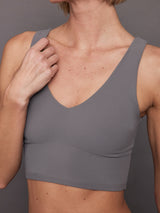 V-Neck Longline Bra in Melt - Steel Grey