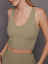 V-Neck Longline Bra - Silversage