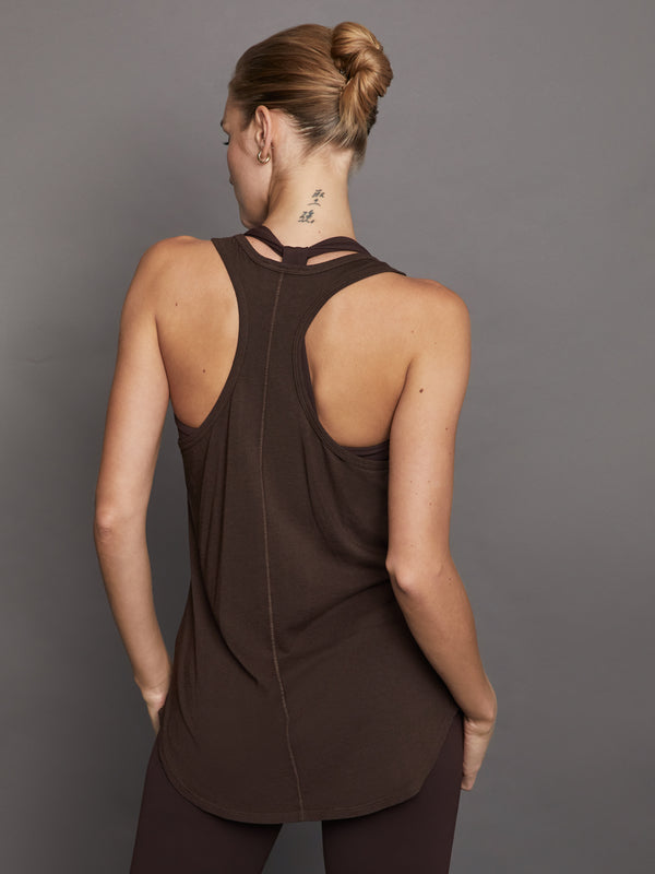 Long RacerBack Tank - Dark Oak