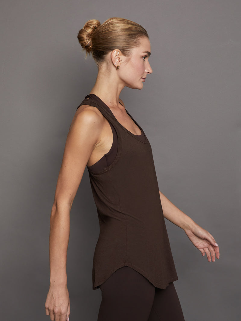 Long RacerBack Tank - Dark Oak