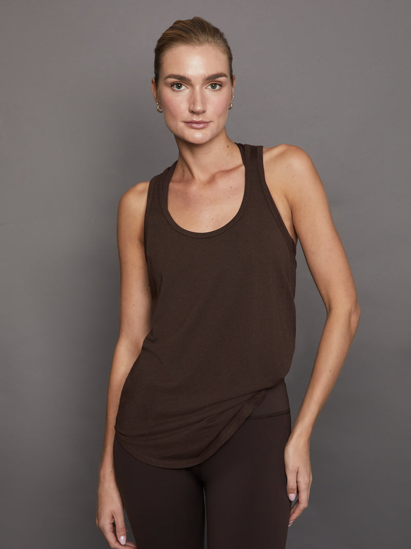 Long RacerBack Tank - Dark Oak