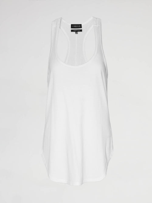 Long RacerBack Tank - White