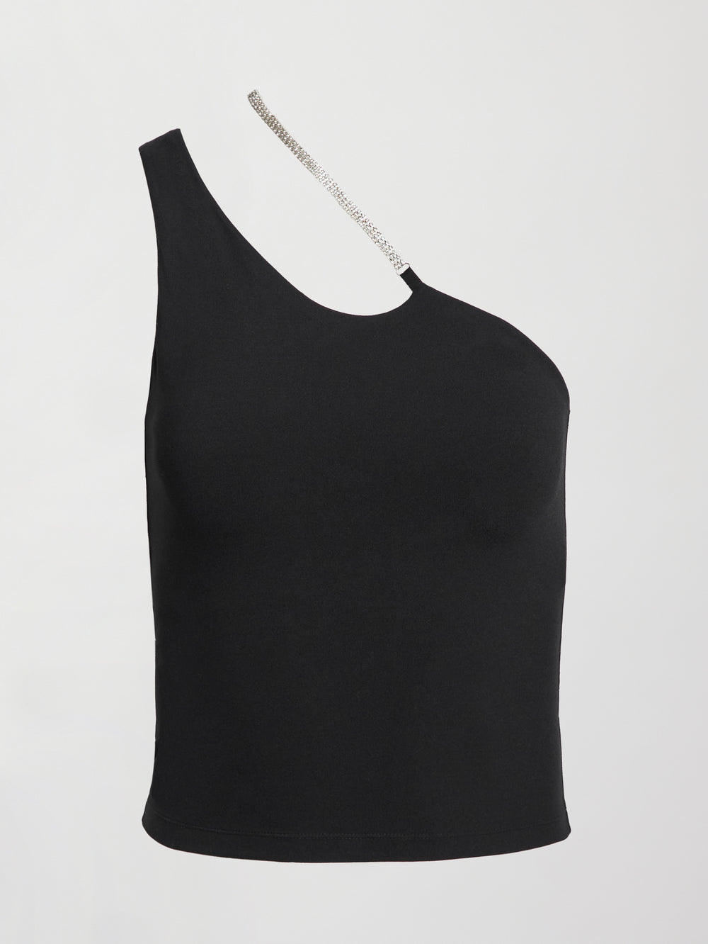 Rhinestone One Shoulder Tank - Black