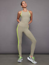 Colorblock High Neck Tank - Silversage / Acid Lime