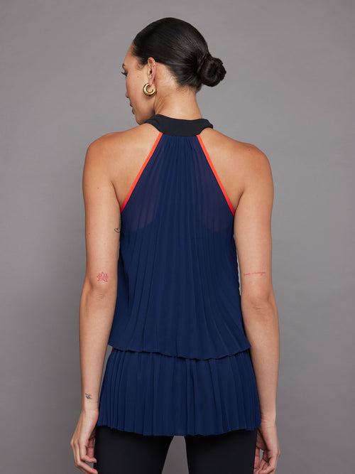 Pleated Back Tank in Melt - Black / Navy