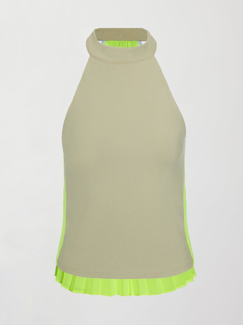 Pleated Back Tank in Melt - Silversage / Acid Lime