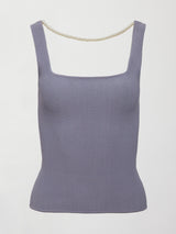 Pearl Necklace Sweater Tank - Lavender Grey