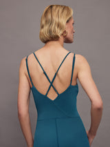 Strappy Jumpsuit in Diamond Compression - Deep Lagoon