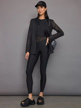 Laser Cut Jumpsuit in Diamond Compression - Black