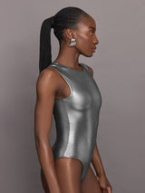 Liquid Metallic Bodysuit - Metallic Silver