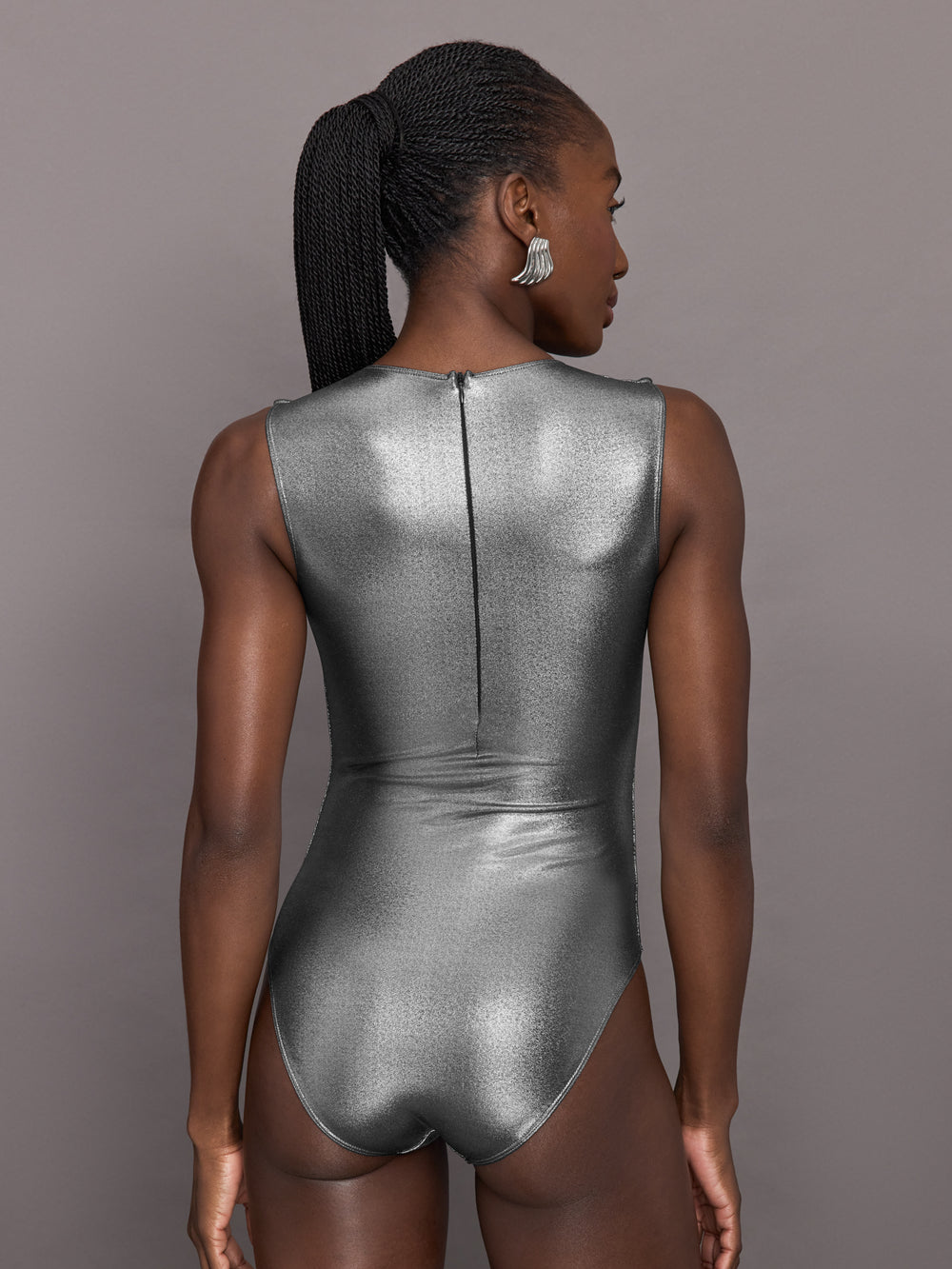 Liquid Metallic Bodysuit - Silver