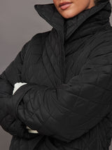 Quilted Car Coat- Faded Black