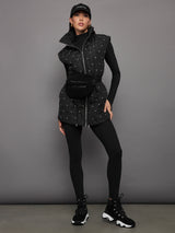 Diamond Quilted Puffer Vest - Black