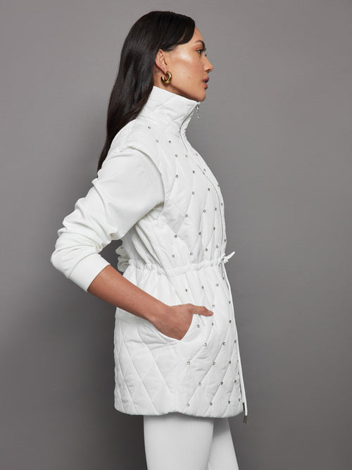 Diamond Quilted Puffer Vest - White