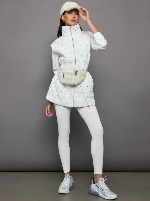 Diamond Quilted Puffer Vest - White