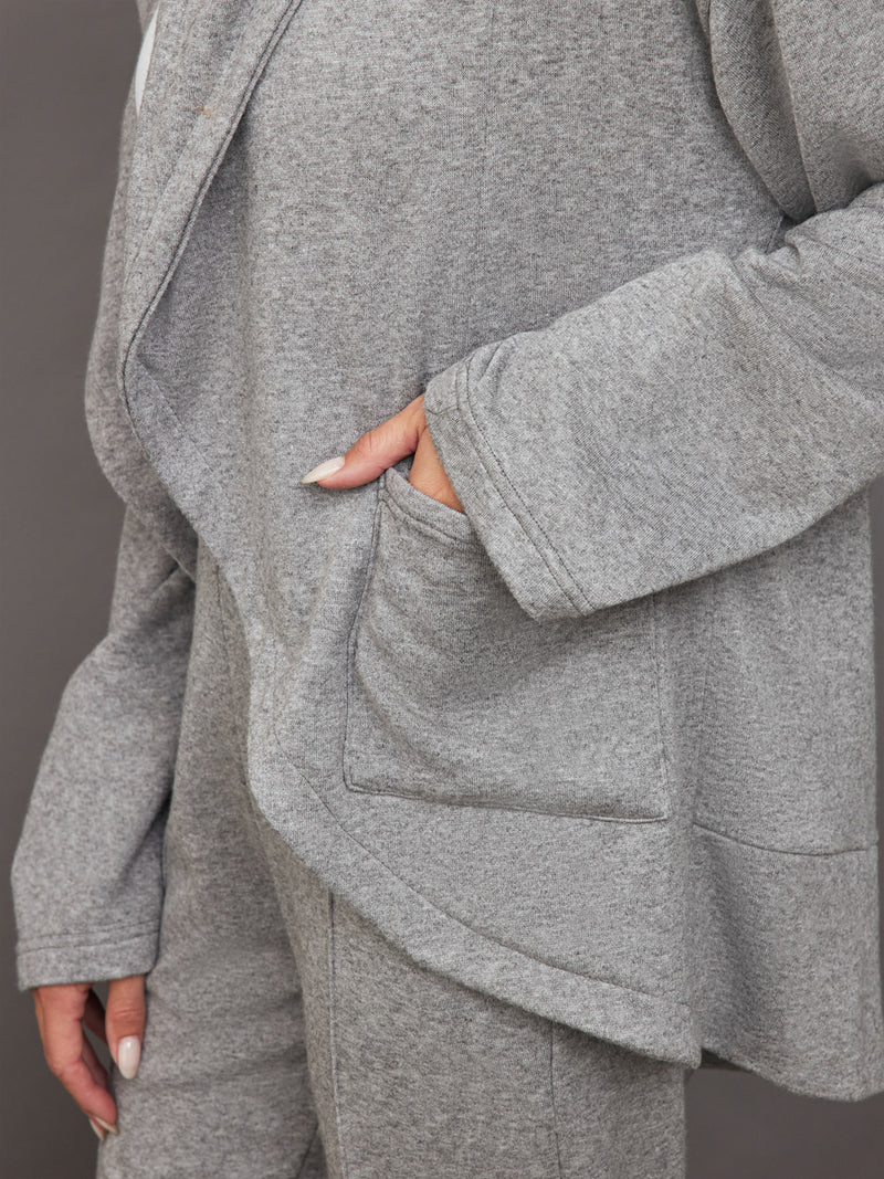 Fleece Cardigan - Heather Grey