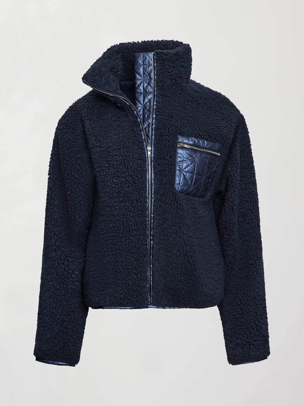 High Shine Sherpa Jacket - Navy