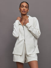 Knit Jacket with Asymmetrical Zip in Interlock