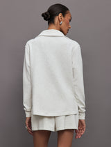 Knit Jacket with Asymmetrical Zip in Interlock - Moonbeam Heather