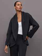 Knit Cocoon Cardigan in Interlock - Black