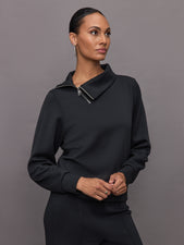 Half Zip Asymmetrical Pullover in Interlock