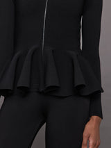 Peplum Zip Up - Black