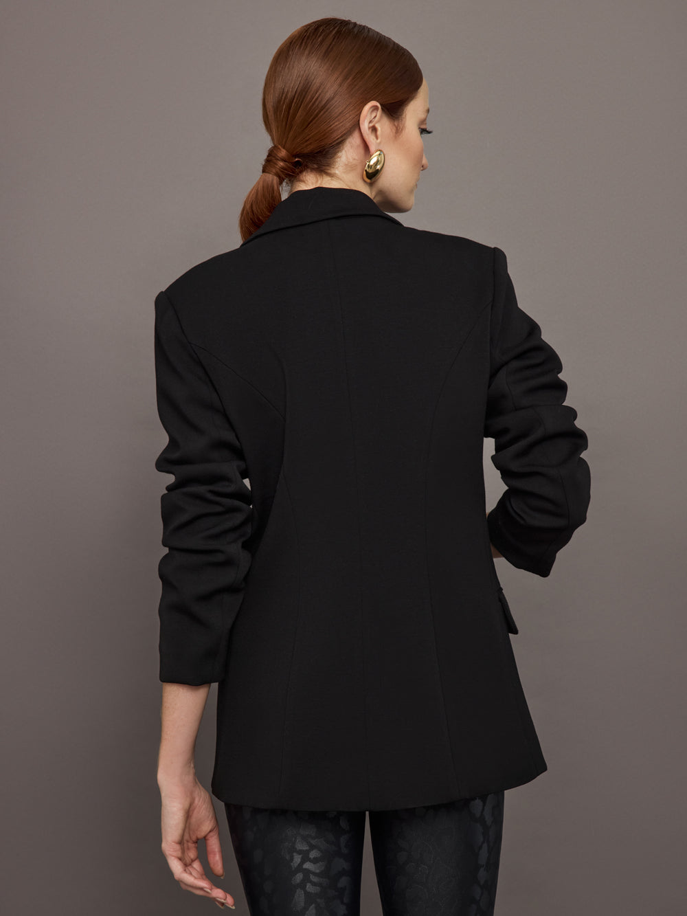 Single Breasted Blazer in Scuba - Black