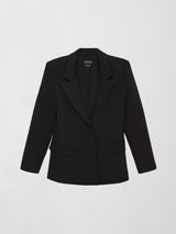 Single Breasted Blazer in Scuba - Black