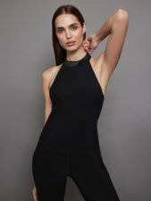 Tuxedo Mock Neck Top