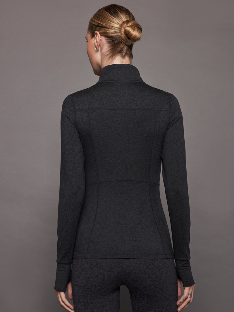 Zip Long Sleeve Run Top - Charcoal Heather