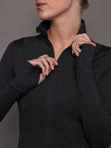 Zip Long Sleeve Run Top - Charcoal Heather