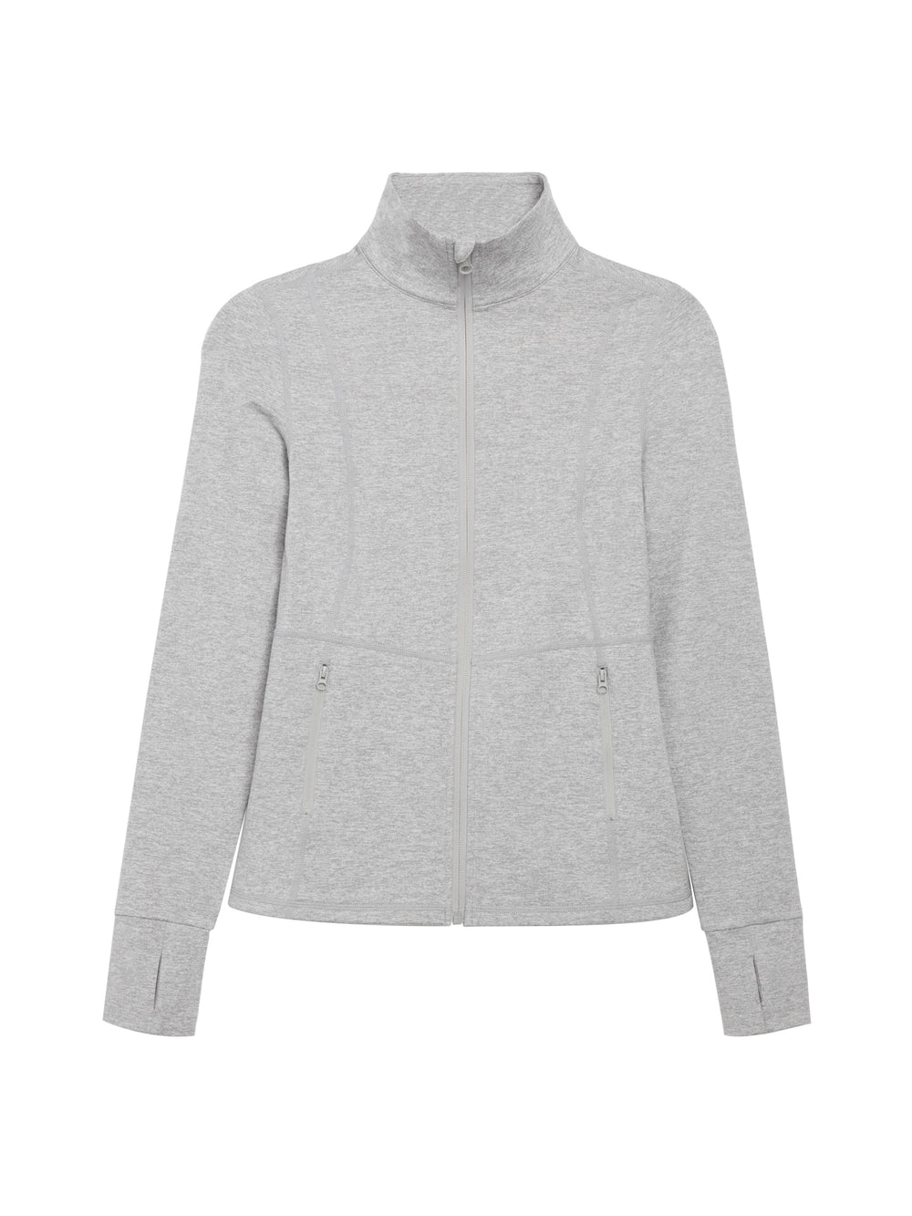 Zip Long Sleeve Run Top - Silver Heather