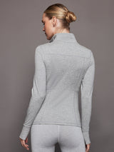 Zip Long Sleeve Run Top - Silver Heather